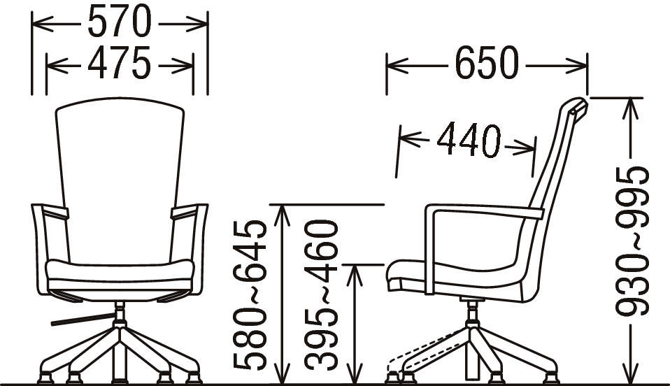 肘付食堂椅子（昇降回転式） CT7814Q561 | ダイニングチェアー | 家具 