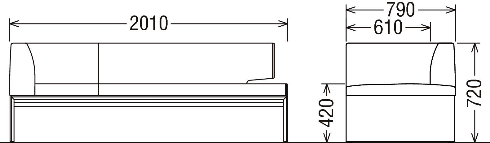 ３人掛椅子（深・左） CU5749E450 | スツール・ベンチ | 家具を探す