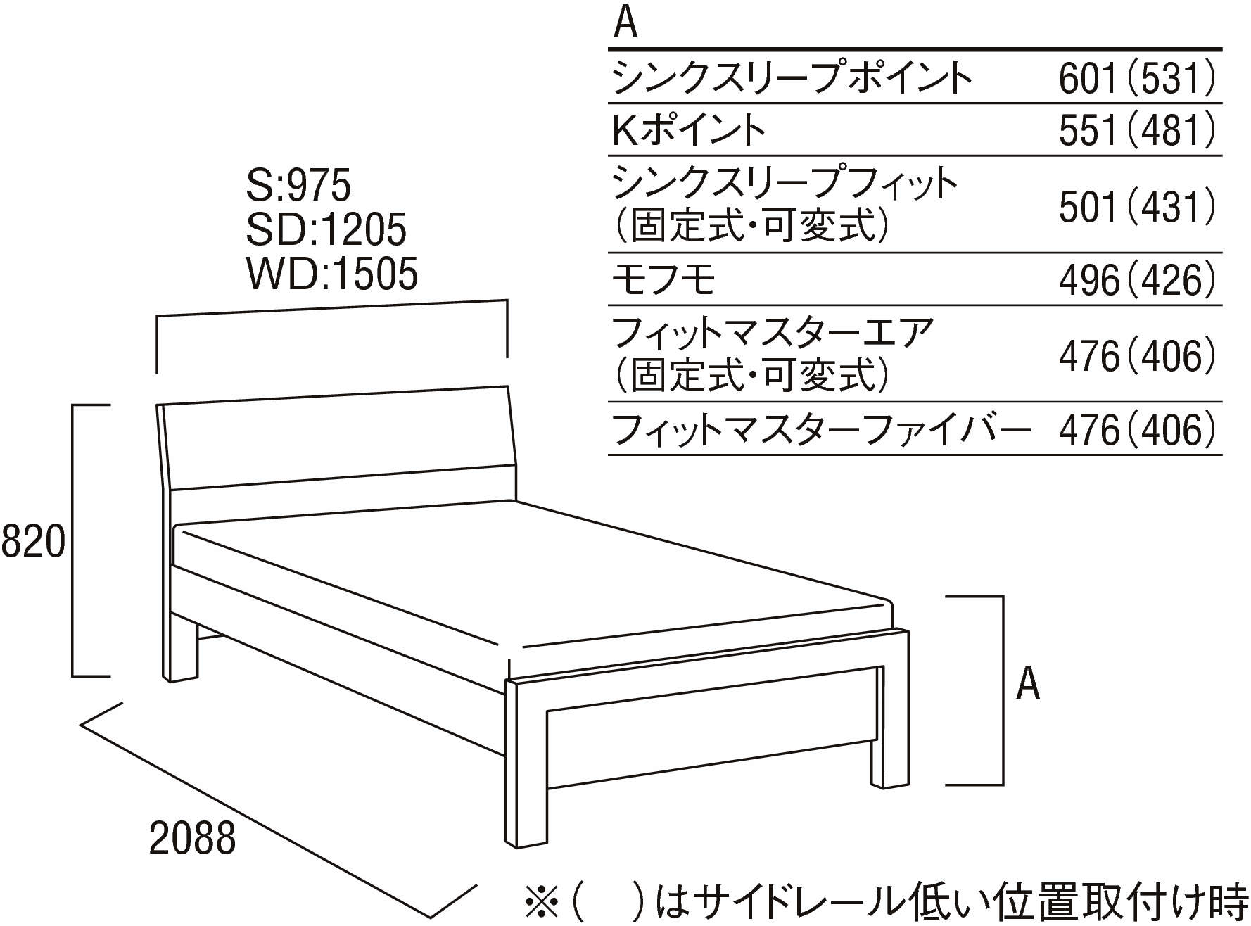 セミダブルベッドフレーム NW73M6MK-W | ベッドフレーム | 家具を探す