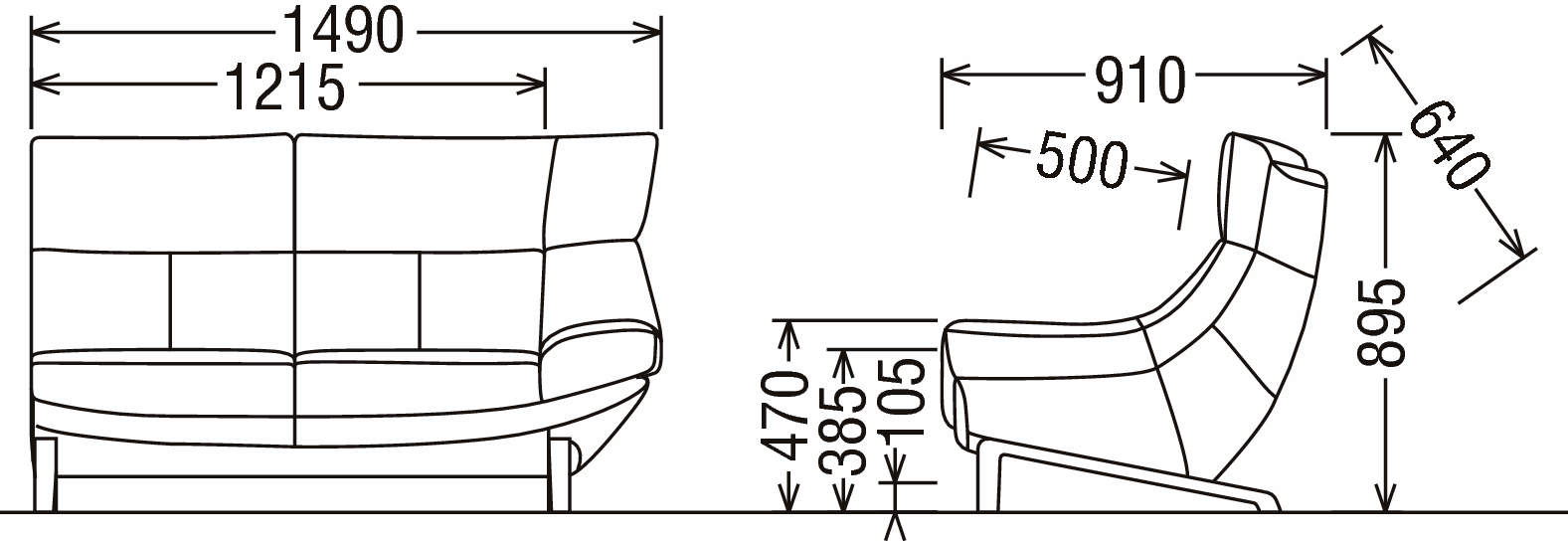 左肘２人掛椅子ロング ZU4629ZE | ソファー | 家具を探す | カリモク 